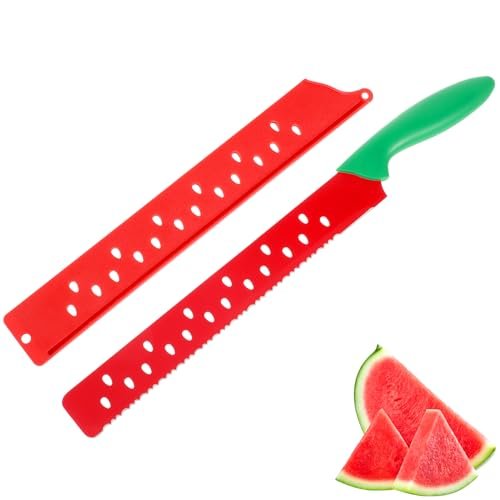 SEWACC Watermelon Knife with Sleeve, Serrated Bread and...