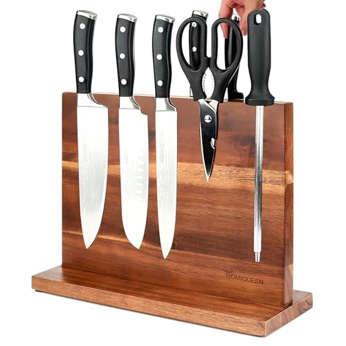 Magnetic Knife Block Double Sided Magnetic Knife Acacia...