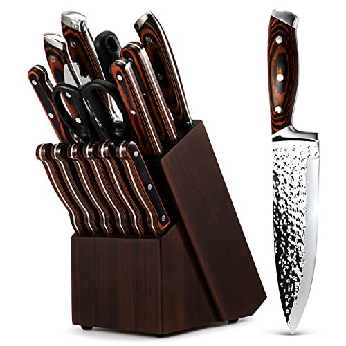 Kitchen Knife Set,15-Piece Knife Set With Block, Self...