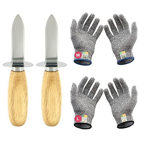 MYBMHTNB Oyster Shucking Knife Set of 2 with Safety Gloves