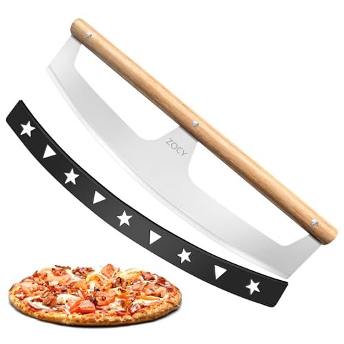 Pizza Cutter Rocker with Wooden Handles & Zocy Protective...