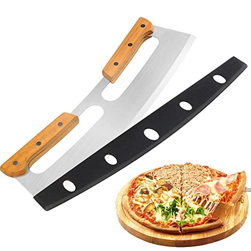 Pizza Cutter Rocker with Wooden Handles & Zocy Protective...
