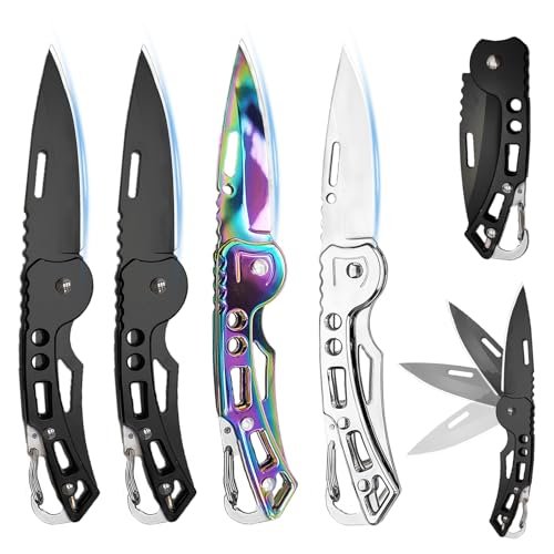 WWZJ 4 Pack Pocket Knife, Stainless Steel Folding Keychain...