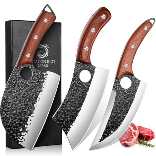 DRAGON RIOT Professional Butcher Knife Set for Meat...