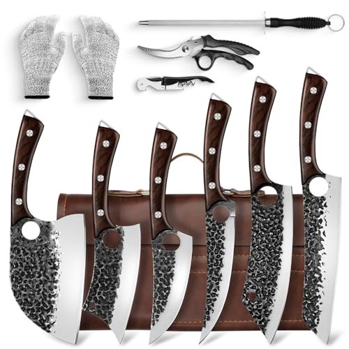 DRGSKL Serbian Chef Knife Set, Hand Forged High Carbon Steel