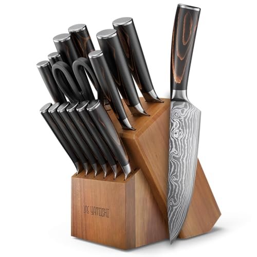Yatoshi Professional Kitchen Knife Set, 15 Pieces, High...