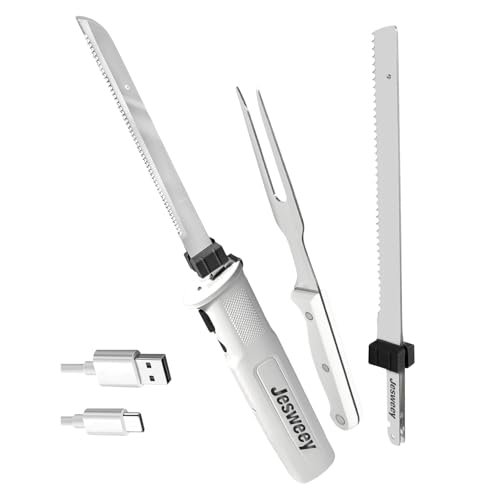 Jesweey Cordless Electric Carving Knife for Meat, Bread and...