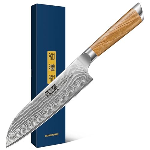 HOSHANHO Damascus Santoku Knife 7 Inch, Professional...