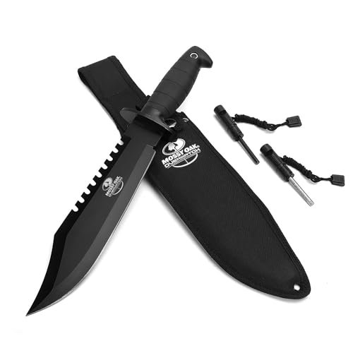 Mossy Oak Survival Hunting Knife with Sheath, 15-inch Bowie...