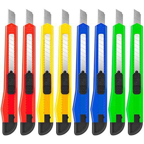 8 Pack Utility Knife Box Cutters (9mm Retractable Blade)