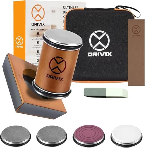 Orivix Rolling Knife Sharpener Kit – Magnetic 4-Angle Base