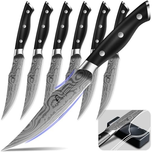 CoquusAid Steak Knives Set of 6, 4.8 Inch Non Serrated