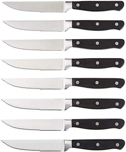 Amazon Basics 8-Piece Full Tang Stainless Steel Steak Knife...