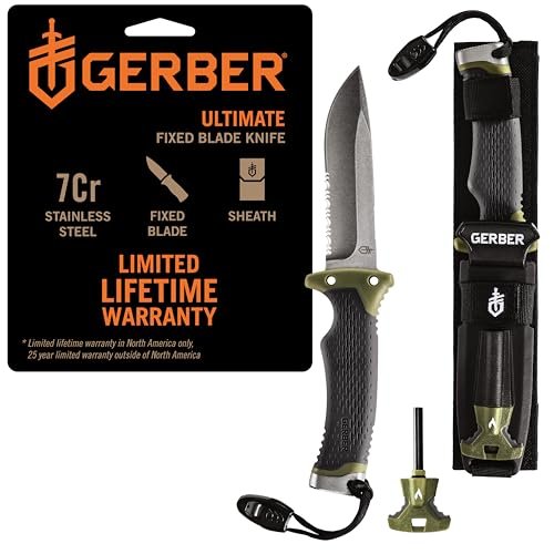 Gerber Gear Ultimate Survival Knife, Fixed Blade with Combo...