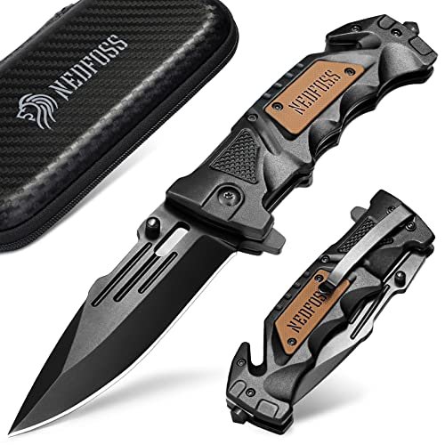 NedFoss Pocket Folding Knife DA75, 3 in 1 survival tool