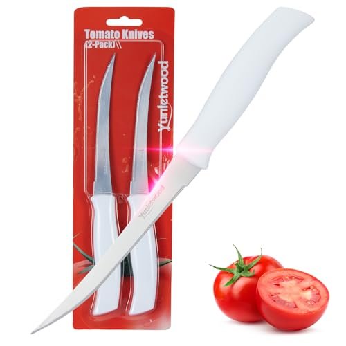 Yunletwood Tomato Knife 3rd Gen 2-Pack, Serrated Stainless...