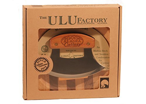 Alaska Ulu Knife Set Curved Knife with Wood Handle Board