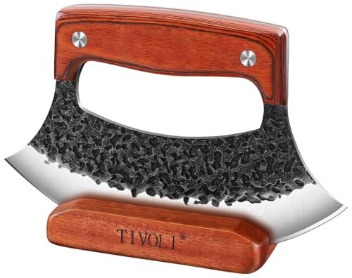 TIVOLI Ulu Knife with Wooden Stand – High Carbon Steel