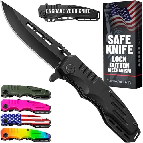 Safety Lock Pocket Knife - 3.4-inch Sharp Tactical Blade...