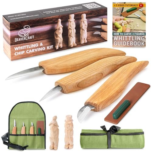 BeaverCraft Wood Carving Knife Kit S15 Whittling Set for...