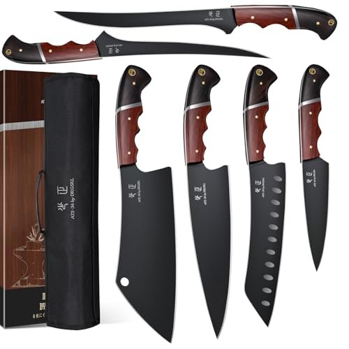DRGSKL Kitchen Knife Set with Bag - 6 Piece Chef