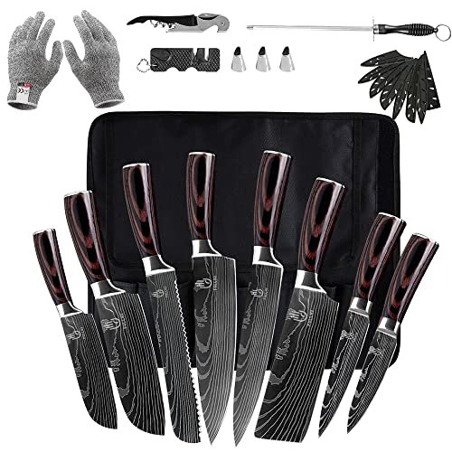 FULLHI Knife Set, 14pcs Japanese Knives Set, German...