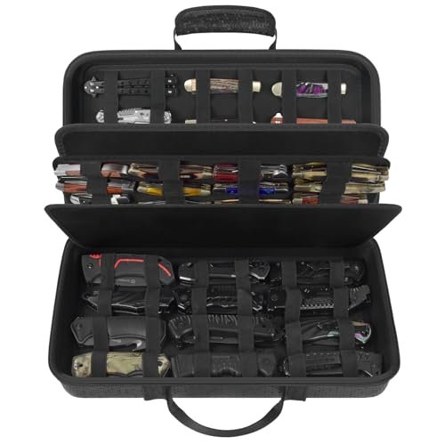 Knife Display Case for 64+ Pocket Knives, Folding Storage...