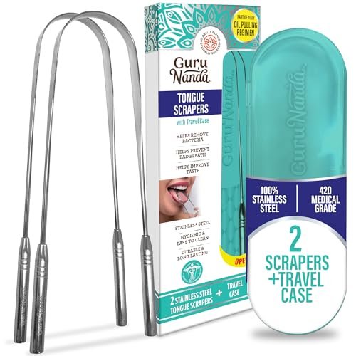 GuruNanda Tongue Scraper for Adults (2 copper vs stainless steel tongue cleaner - GuruNanda Tongue Scraper for Adults (2