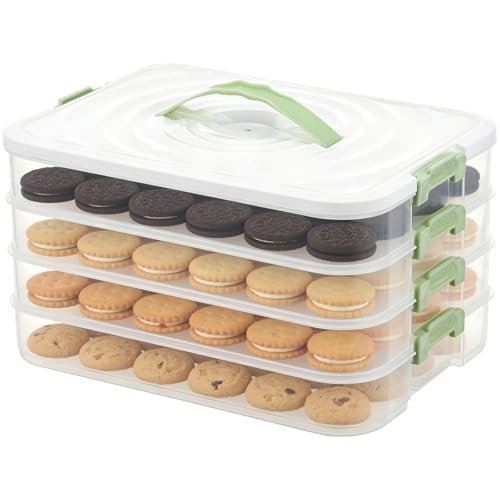 FMOACEN 4-Layer Airtight Cookie Storage Box with Handle