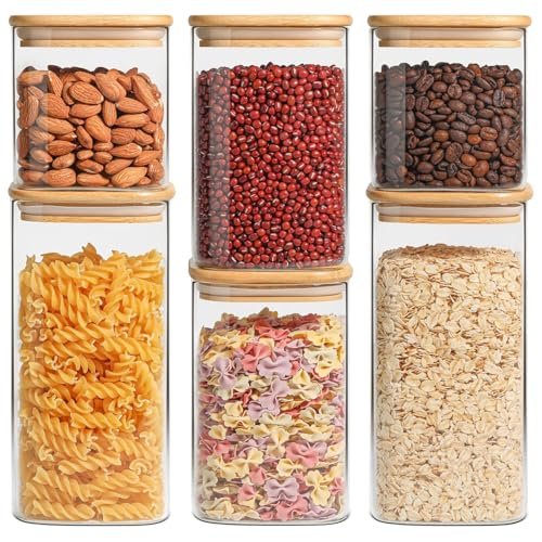ComSaf Glass Pantry Storage Containers (0.7Qt/1.2Qt/1.6Qt)...