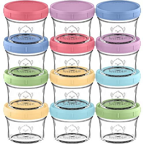 KeaBabies 12pk 4oz Glass Baby Food Containers with lids