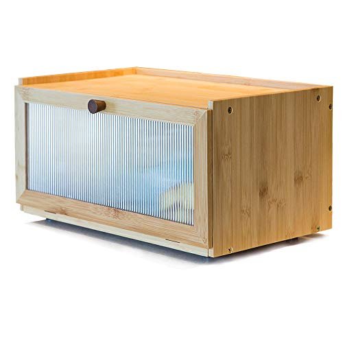 ETMI Bamboo Bread Box for Kitchen Counter-Large Capacity...