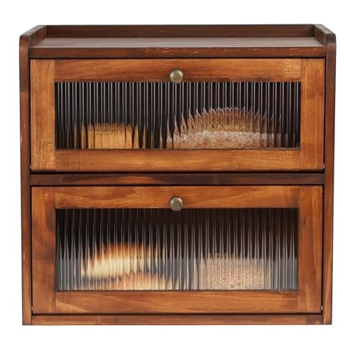 Sunhoo Bread Box for Kitchen Countertop Wooden Food...