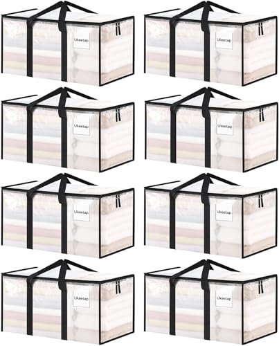 8 Pack Extra Large Clothes Storage Bins with Lids.