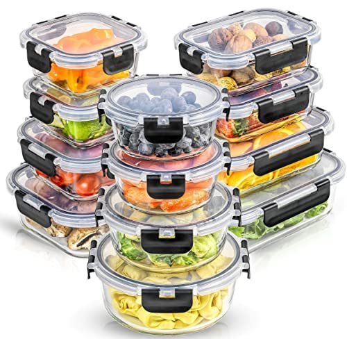 JoyJolt 24pc Borosilicate Glass Storage Containers with...