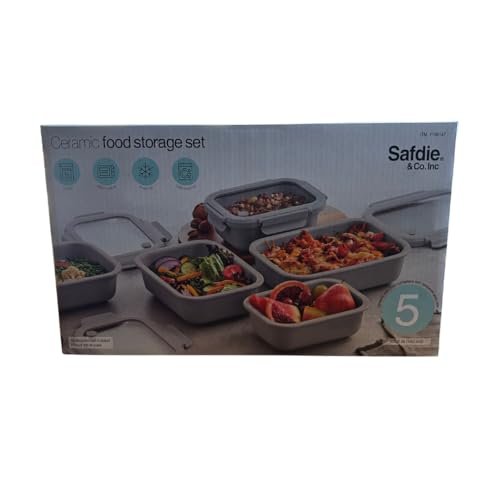 Safdie Ceramic Food Storage Set, 5 Containers with Glass...