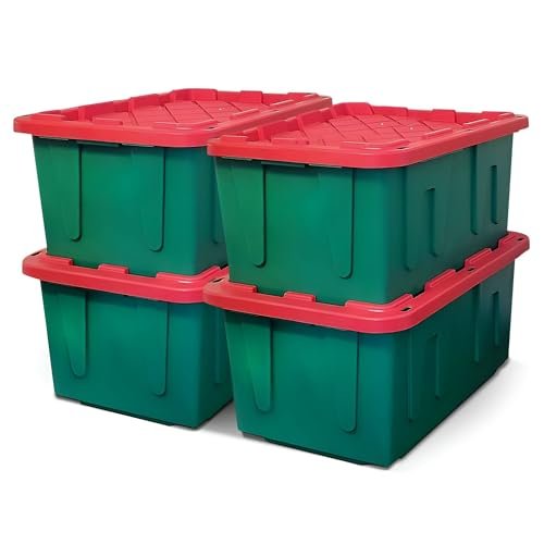 HOMZ Durabilt Plastic Storage Bins with Lids, 27 Gal...
