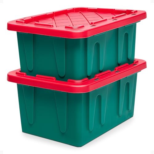 HOMZ Durabilt Plastic Storage Bins with Lids, 15 Gal...