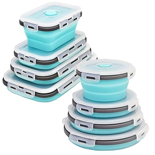 Ainmvnos 8 Collapsible Food Storage Containers, Silicone...