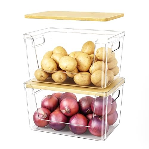 Ducoak 2 Set Pantry Organizer and Stackable Bins with Lids.