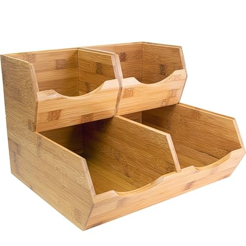 HOMESTEAD Bamboo Pantry Storage Bins – Stackable kitchen...