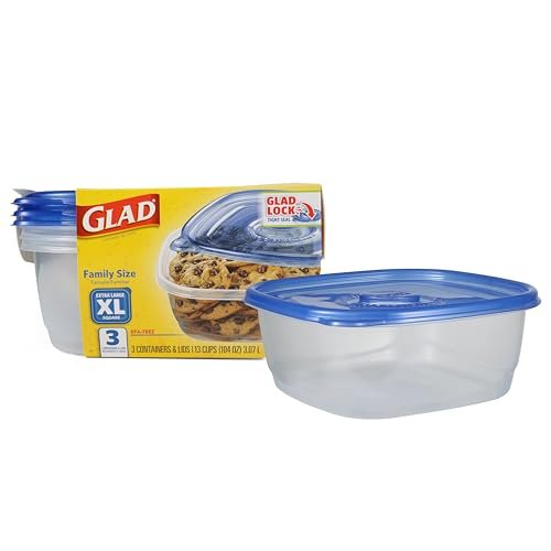 Glad GladWare XL Square Food Storage Containers, 104 Oz.