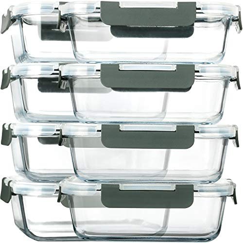 M MCIRCO 8 Pack,30 oz Glass Food Storage Containers