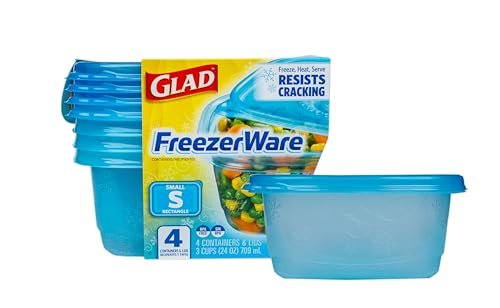 Glad GladWare FreezerWare Food Storage Containers, 24 Oz, 4...