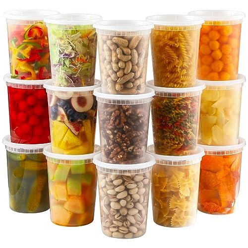 AOZITA 20 Sets 32 oz Plastic Deli containers with lids.