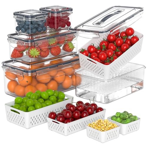 Anysig 5 Pack Fridge Fruit Storage Containers with Lids