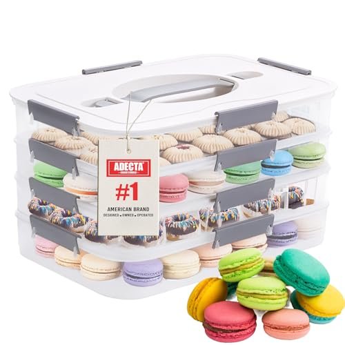 ADECTA Cookie Storage Containers with Lids, 4-Layer...