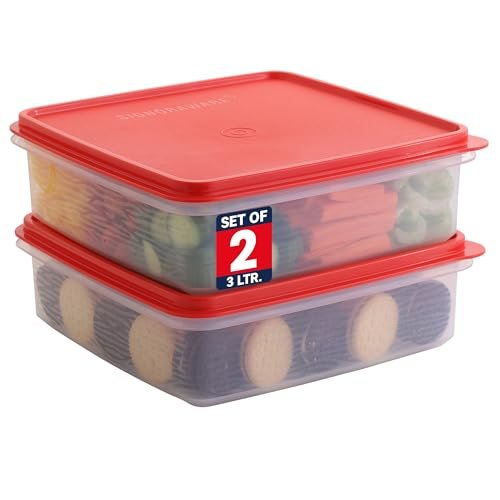 Plastic Storage Containers with Lids – 2-Pack 3L cupcake...