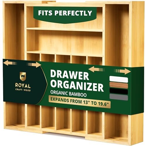 ROYAL CRAFT WOOD Luxury Bamboo Kitchen Drawer organizer.