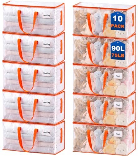 KYODOLED 10-Pack Clear Moving Bags Heavy Duty Extra Large